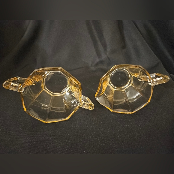 Vintage Fostoria Topaz Yellow Cream and sugar set Depression Glass - Picture 2 of 16